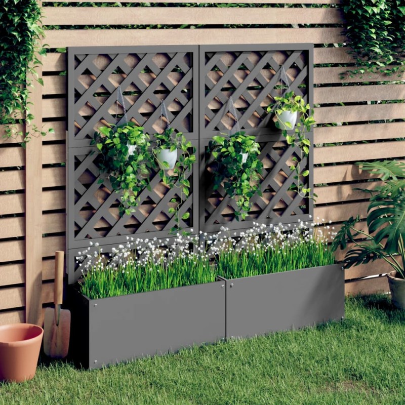 vidaXL Jardineras con enrejado 2 unidades WPC gris 65x33x135 cm vidaXL Jardineras con enrejado 2 unidades WPC gris 65x33x135 cm