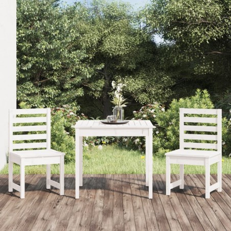 vidaXL Mesa y sillas de jardín 3 piezas madera maciza de pino blanco