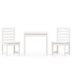 vidaXL Mesa y sillas de jardín 3 piezas madera maciza de pino blanco