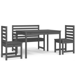 vidaXL Juego de comedor de jardín 4 piezas madera maciza pino gris