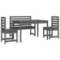 vidaXL Juego de comedor de jardín 4 piezas madera maciza pino gris vidaXL Juego de comedor de jardín 4 piezas madera maciza pino gris
