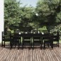 vidaXL Juego de comedor de jardín 11 piezas madera maciza pino negro vidaXL Juego de comedor de jardín 11 piezas madera maciza pino negro