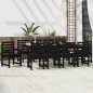 vidaXL Juego de comedor de jardín 11 piezas madera maciza pino negro vidaXL Juego de comedor de jardín 11 piezas madera maciza pino negro