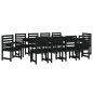 vidaXL Juego de comedor de jardín 11 piezas madera maciza pino negro vidaXL Juego de comedor de jardín 11 piezas madera maciza pino negro