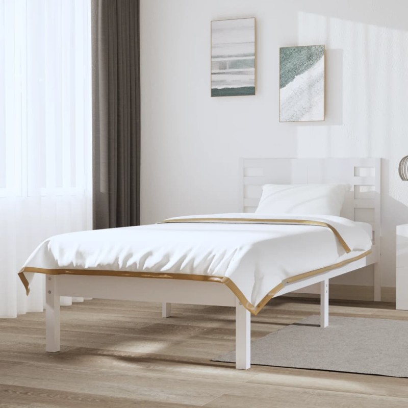 vidaXL Estructura de cama madera maciza de pino blanco 90x200 cm vidaXL Estructura de cama madera maciza de pino blanco 90x200 cm