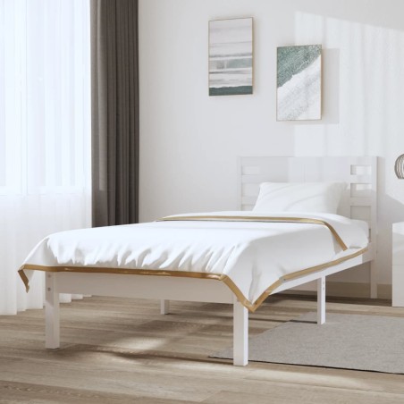 vidaXL Estructura de cama madera maciza de pino blanco 90x200 cm