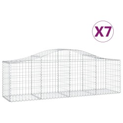 vidaXL Cestas de gaviones 7 uds forma de arco hierro 200x50x60/80 cm