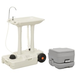 vidaXL Juego de inodoro con lavabo portátil para camping