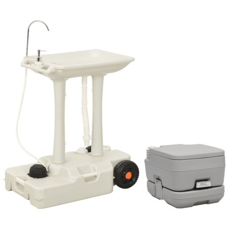 vidaXL Juego de inodoro con lavabo portátil para camping