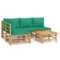 vidaXL Set de muebles de jardín 5 piezas bambú con cojines verde vidaXL Set de muebles de jardín 5 piezas bambú con cojines verde
