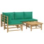vidaXL Set de muebles de jardín 5 piezas bambú con cojines verde vidaXL Set de muebles de jardín 5 piezas bambú con cojines verde