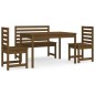 vidaXL Set de comedor de jardín 4 pzas madera maciza pino marrón miel vidaXL Set de comedor de jardín 4 pzas madera maciza pino marrón miel