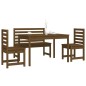 vidaXL Set de comedor de jardín 4 pzas madera maciza pino marrón miel vidaXL Set de comedor de jardín 4 pzas madera maciza pino marrón miel