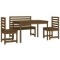 vidaXL Set de comedor de jardín 4 pzas madera maciza pino marrón miel vidaXL Set de comedor de jardín 4 pzas madera maciza pino marrón miel