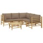 vidaXL Set de muebles de jardín 6 piezas bambú con cojines gris taupé vidaXL Set de muebles de jardín 6 piezas bambú con cojines gris taupé