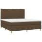 vidaXL Cama box spring con colchón tela marrón oscuro 160x200 cm vidaXL Cama box spring con colchón tela marrón oscuro 160x200 cm