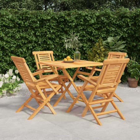vidaXL Juego de comedor para jardín 5 piezas madera maciza de teca