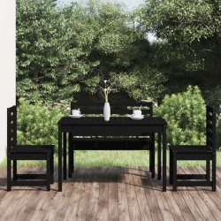 vidaXL Juego de comedor de jardín 4 piezas madera maciza pino negro
