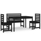 vidaXL Juego de comedor de jardín 4 piezas madera maciza pino negro vidaXL Juego de comedor de jardín 4 piezas madera maciza pino negro