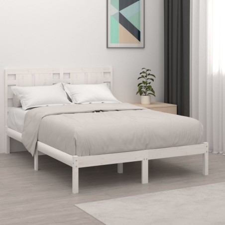 vidaXL Estructura de cama doble madera maciza blanca 135x190 cm