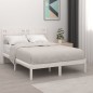 vidaXL Estructura de cama doble madera maciza blanca 135x190 cm