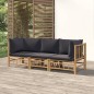 vidaXL Set de muebles de jardín 3 piezas bambú con cojines gris oscuro vidaXL Set de muebles de jardín 3 piezas bambú con cojines gris oscuro