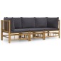 vidaXL Set de muebles de jardín 3 piezas bambú con cojines gris oscuro vidaXL Set de muebles de jardín 3 piezas bambú con cojines gris oscuro
