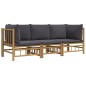 vidaXL Set de muebles de jardín 3 piezas bambú con cojines gris oscuro vidaXL Set de muebles de jardín 3 piezas bambú con cojines gris oscuro