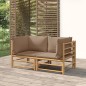 vidaXL Sofás esquineros de jardín 2 uds bambú con cojines gris taupe vidaXL Sofás esquineros de jardín 2 uds bambú con cojines gris taupe