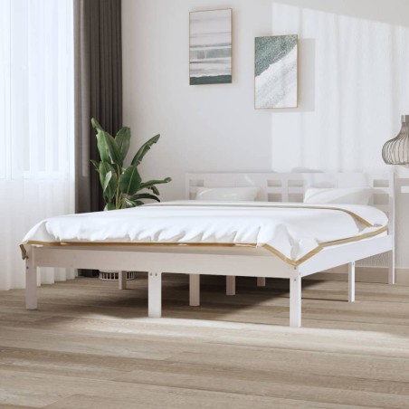 vidaXL Estructura de cama de madera maciza de pino blanca 140x200 cm