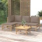 vidaXL Set de muebles de jardín 5 piezas bambú y cojines gris taupé vidaXL Set de muebles de jardín 5 piezas bambú y cojines gris taupé