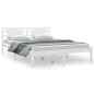 vidaXL Estructura de cama de madera maciza de pino blanca 140x200 cm vidaXL Estructura de cama de madera maciza de pino blanca 140x200 cm
