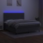 vidaXL Cama box spring colchón y luces LED tela gris oscuro 180x200 cm vidaXL Cama box spring colchón y luces LED tela gris oscuro 180x200 cm