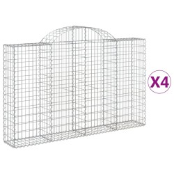 vidaXL Cestas de gaviones 4 uds forma de arco hierro 200x30x120/140 cm