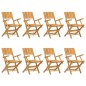 vidaXL Sillas de jardín plegables 8 uds madera maciza teca 55x61x90 cm