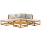 vidaXL Set muebles de jardín 6 pzas madera maciza y cojines gris claro