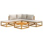 vidaXL Set muebles de jardín 6 pzas madera maciza y cojines gris claro
