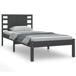 vidaXL Estructura de cama de madera maciza de pino gris 100x200 cm