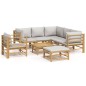 vidaXL Set de muebles de jardín 8 piezas bambú y cojines gris claro vidaXL Set de muebles de jardín 8 piezas bambú y cojines gris claro
