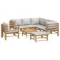 vidaXL Set de muebles de jardín 8 piezas bambú y cojines gris claro vidaXL Set de muebles de jardín 8 piezas bambú y cojines gris claro