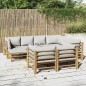 vidaXL Set de muebles de jardín 10 piezas bambú y cojines gris claro vidaXL Set de muebles de jardín 10 piezas bambú y cojines gris claro