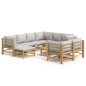 vidaXL Set de muebles de jardín 10 piezas bambú y cojines gris claro vidaXL Set de muebles de jardín 10 piezas bambú y cojines gris claro