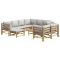 vidaXL Set de muebles de jardín 10 piezas bambú y cojines gris claro vidaXL Set de muebles de jardín 10 piezas bambú y cojines gris claro