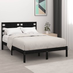vidaXL Estructura de cama madera maciza negro 150x200 cm