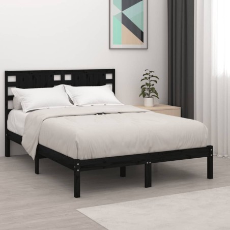 vidaXL Estructura de cama madera maciza negro 150x200 cm