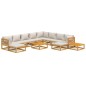 vidaXL Set muebles jardín 12 pzas madera maciza y cojines gris claro