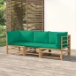 vidaXL Set de muebles de jardín 3 piezas bambú con cojines verde vidaXL Set de muebles de jardín 3 piezas bambú con cojines verde