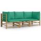 vidaXL Set de muebles de jardín 3 piezas bambú con cojines verde vidaXL Set de muebles de jardín 3 piezas bambú con cojines verde