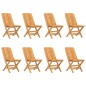 vidaXL Sillas de jardín plegables 8 uds madera maciza teca 47x47x89 cm