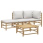 vidaXL Set de muebles de jardín 4 piezas bambú y cojines gris claro vidaXL Set de muebles de jardín 4 piezas bambú y cojines gris claro